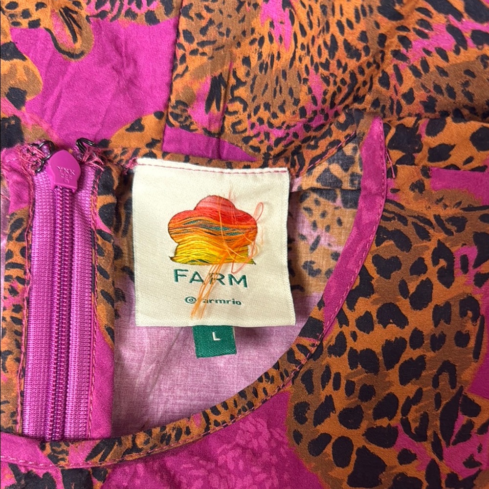 FARM Rio Vibrant Pink Pink Leopard Mini Dress - L - Picture 5 of 5